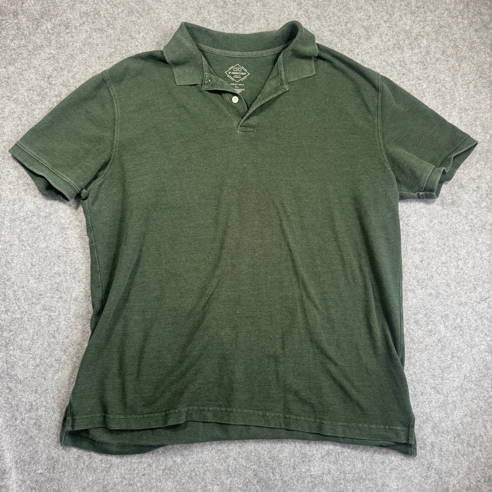 St John's Bay Mens Legacy Polo Shirt XL Green Short Sleeve Cotton Blend Pique